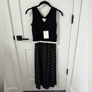 NWT Seraphine Black Floral Mixed Media Maternity/ Nursing Dress